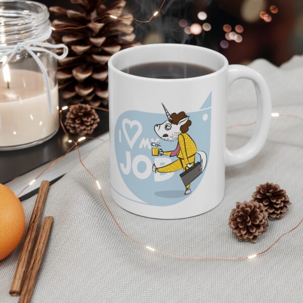 Einhorn Comic Tasse "I Love My Job" – Bild 4